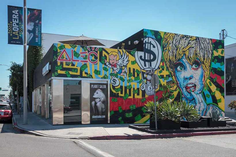 Street art mural on Melrose Avenue in West Hollywood
